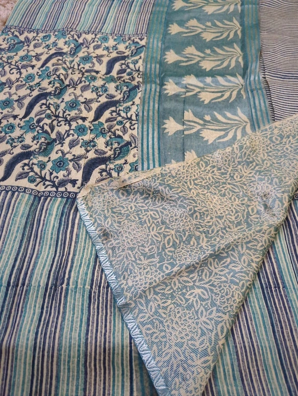 Pure Chanderi Block  - Teal 7