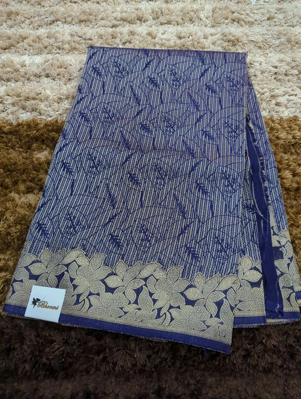 Pure Georgette Mushru  - Dark Blue