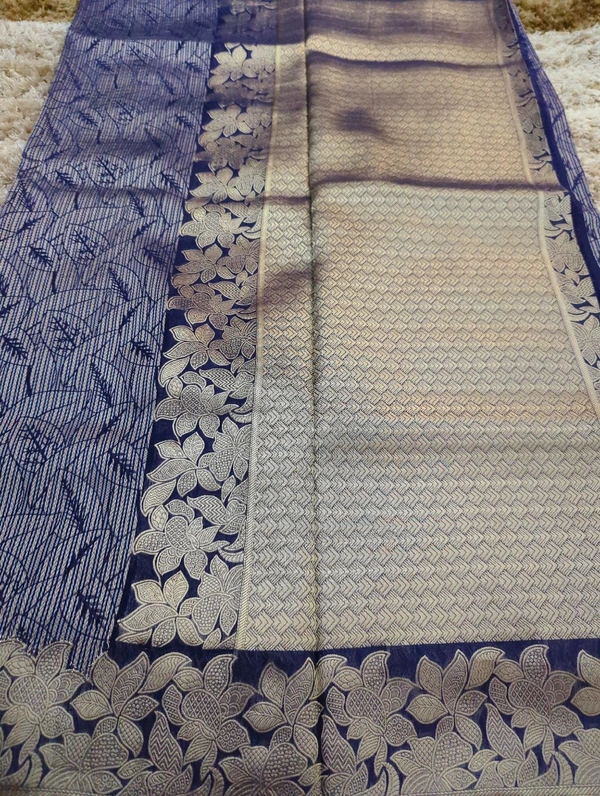 Pure Georgette Mushru  - Dark Blue