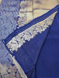 Pure Georgette Mushru  - Dark Blue