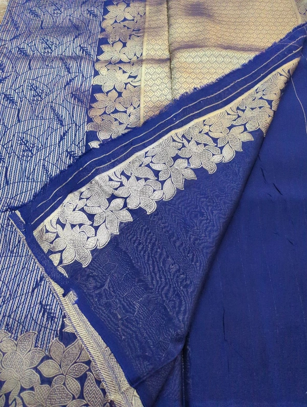 Pure Georgette Mushru  - Dark Blue