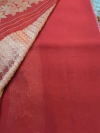 Pure Georgette Mushru  - Red