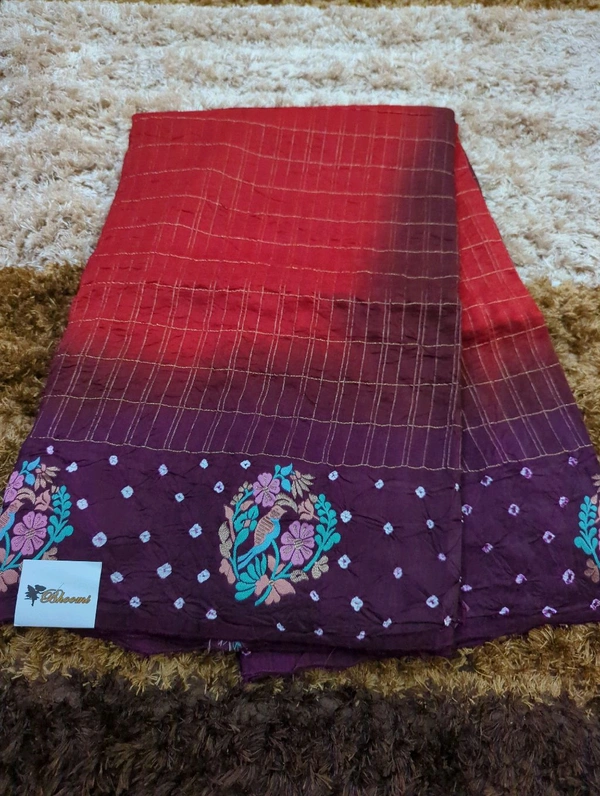 Pure Mango Tusser Meena - Bright Red