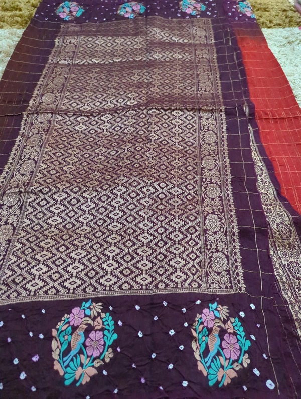 Pure Mango Tusser Meena - Bright Red