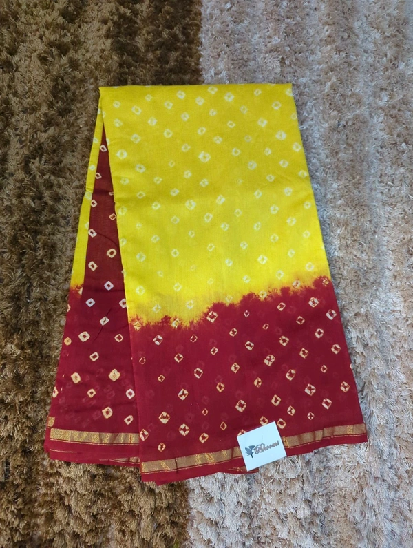 Pure Chanderi Bandhej  - Yellow