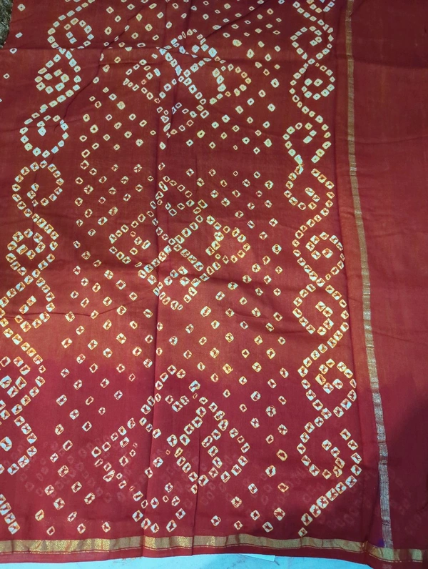 Pure Chanderi Bandhej  - Yellow