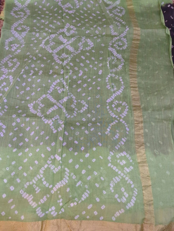 Pure Chanderi Bandhej  - Black