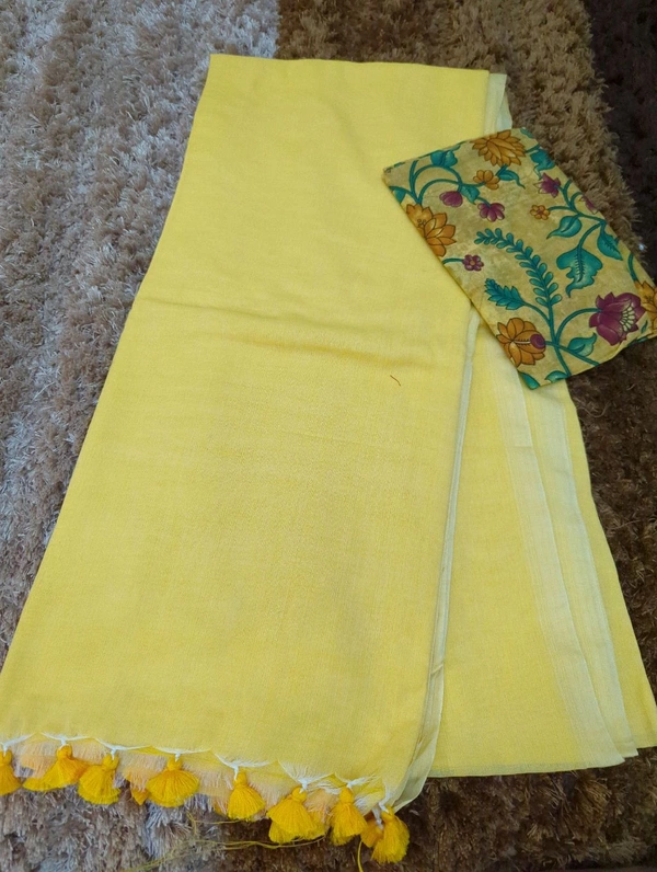 Cotton With Printed Blouse  - Gold