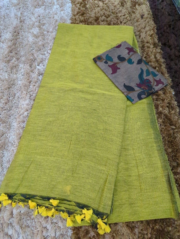 Cotton With Printed Blouse  - Olive