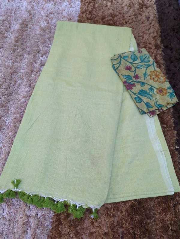 Cotton With Printed Blouse  - Snowy Mint