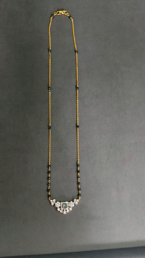 3mm Black Cz's With Diamond Replica Pendant  - mint green, 20 Inches
