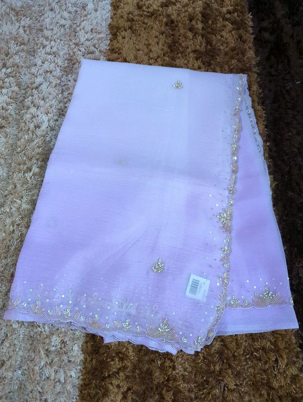 Pure Crush With Hand Work - Blue Chalk