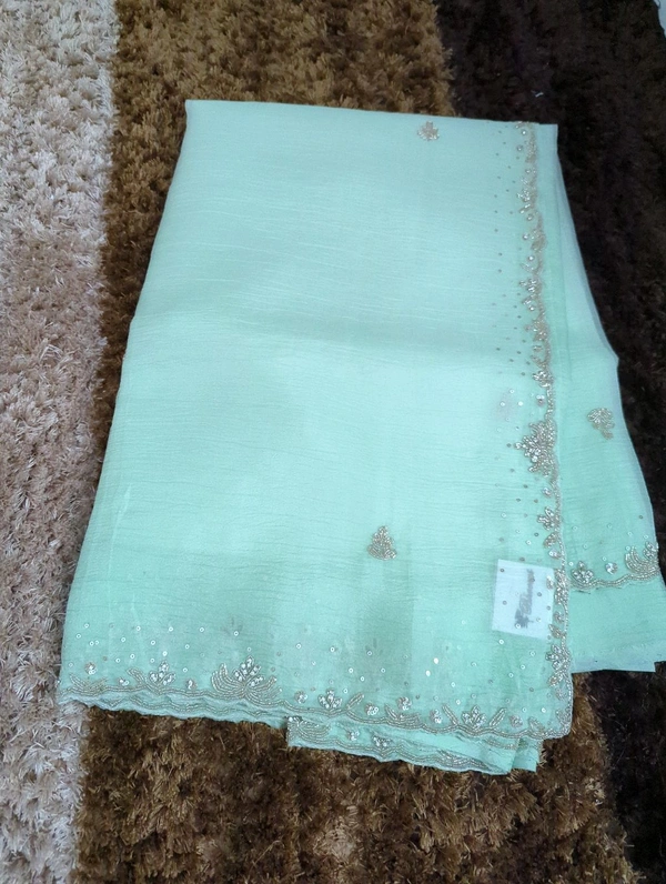 Pure Crush With Hand Work - Snowy Mint