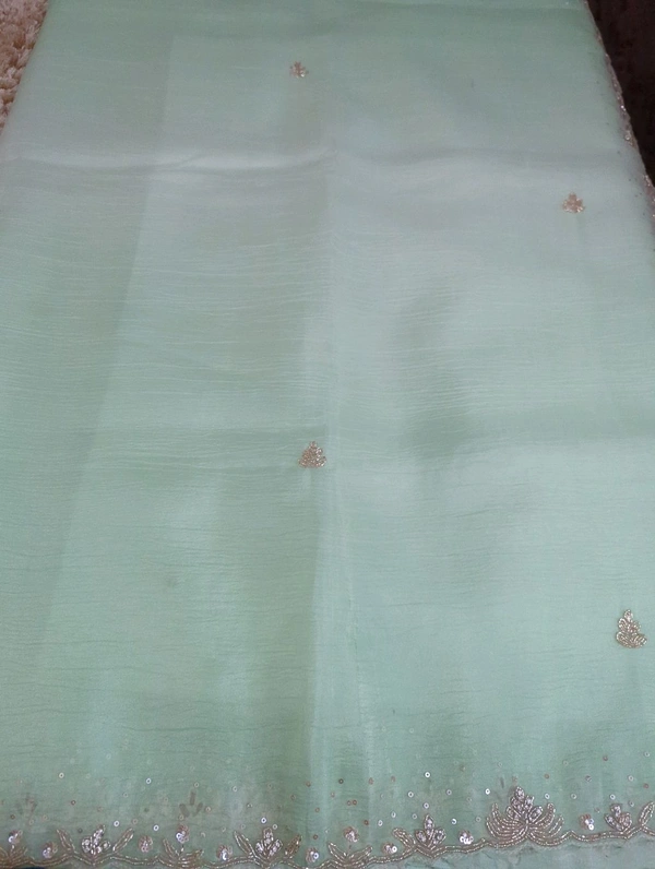 Pure Crush With Hand Work - Snowy Mint