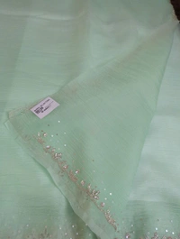 Pure Crush With Hand Work - Snowy Mint