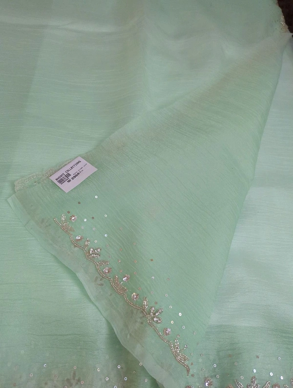 Pure Crush With Hand Work - Snowy Mint