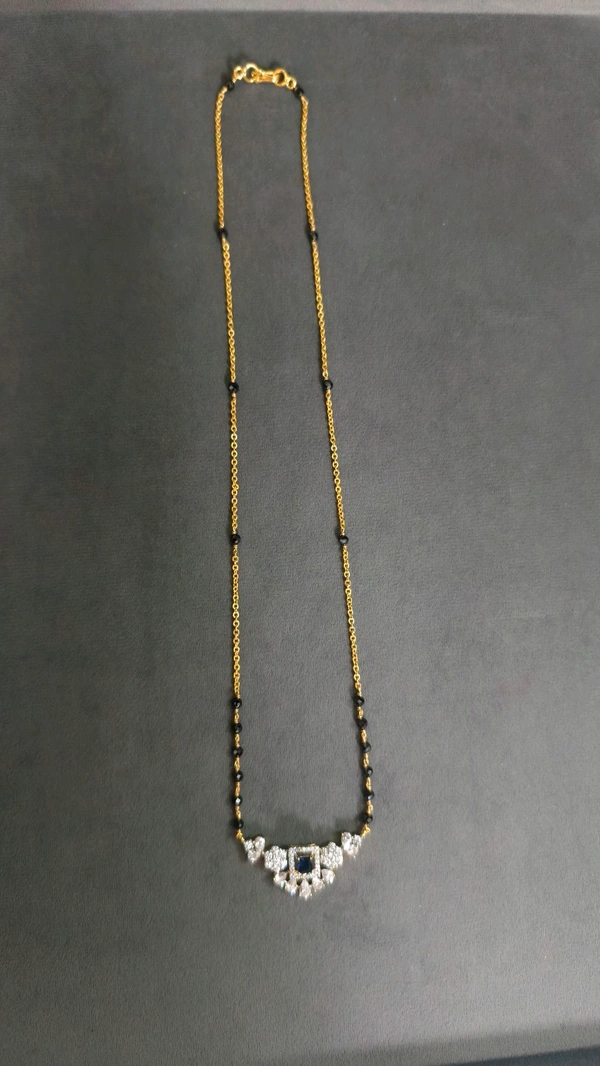 3mm Black Cz's With Diamond Replica Pendant  - Blue