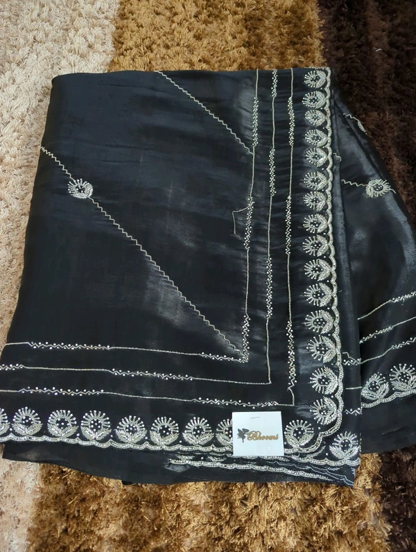 Designer Hand Work Saree - Black