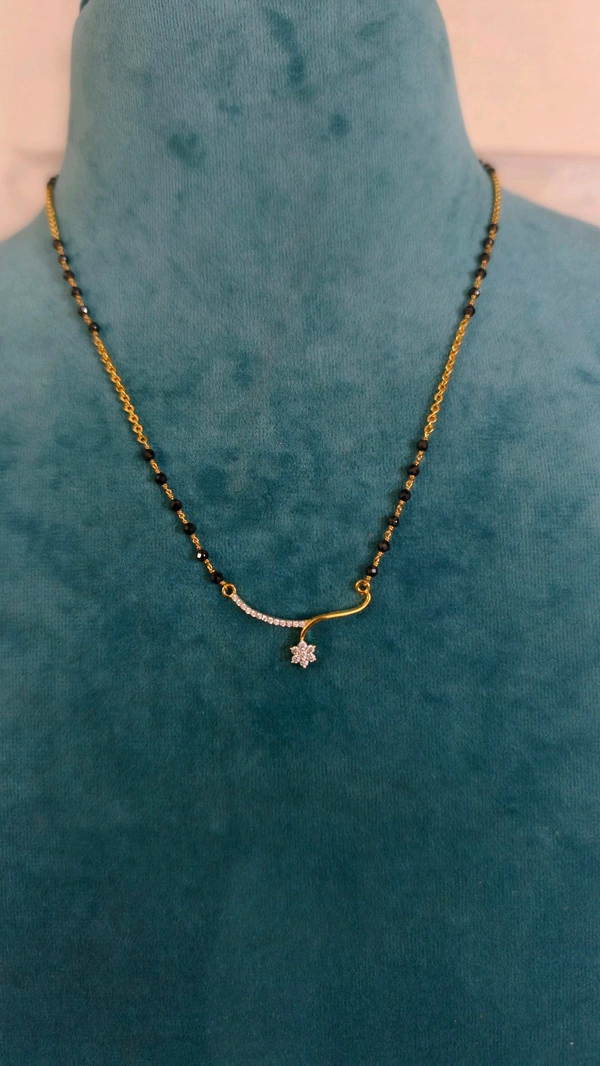 2.5mm Black Cz's With Diamond Copy Pendant  - 18 Inches