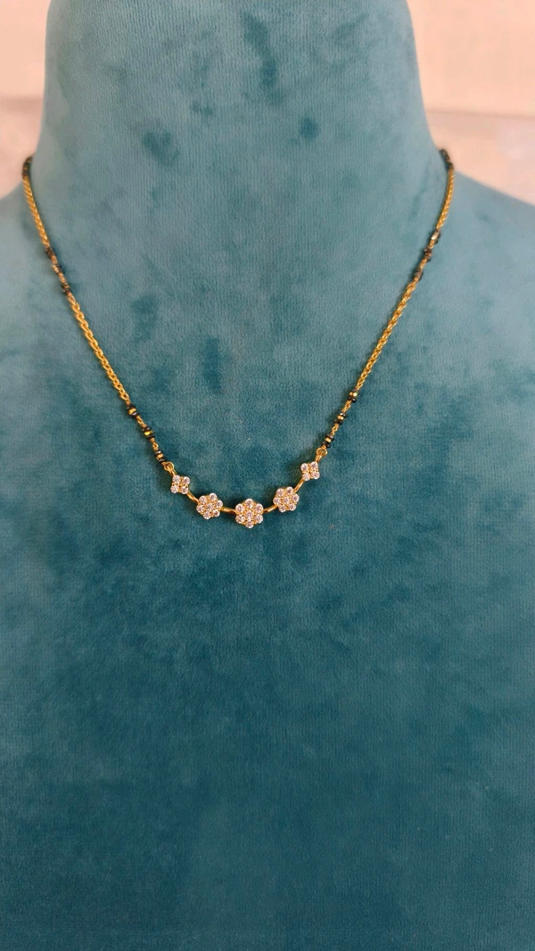 Black Diamonds With Diamond Replica Pendant  - 16 Inches