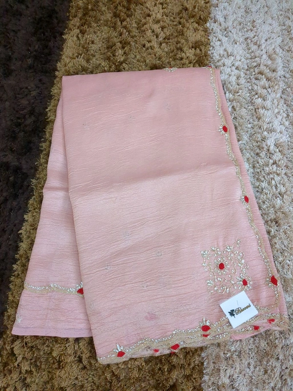 Pure Crush With Muggam Work  - Tickle Me Pink