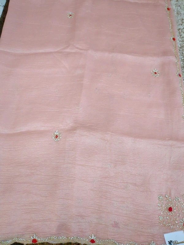 Pure Crush With Muggam Work  - Tickle Me Pink