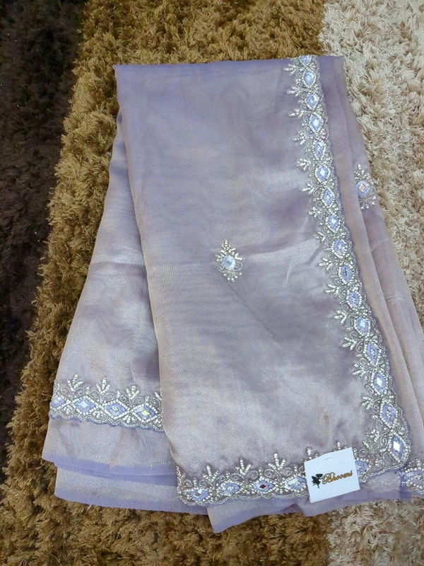 Pure Tissue With Hand Work - Light Wisteria
