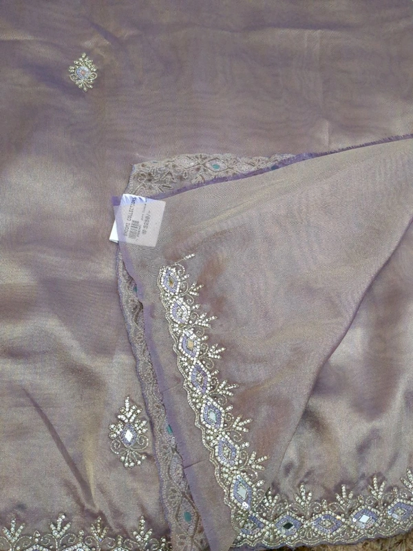 Pure Tissue With Hand Work - Light Wisteria