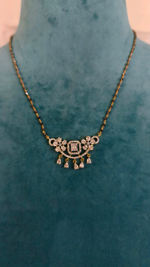 Black Diamonds With Diamond Copy Pendant - 18 Inches