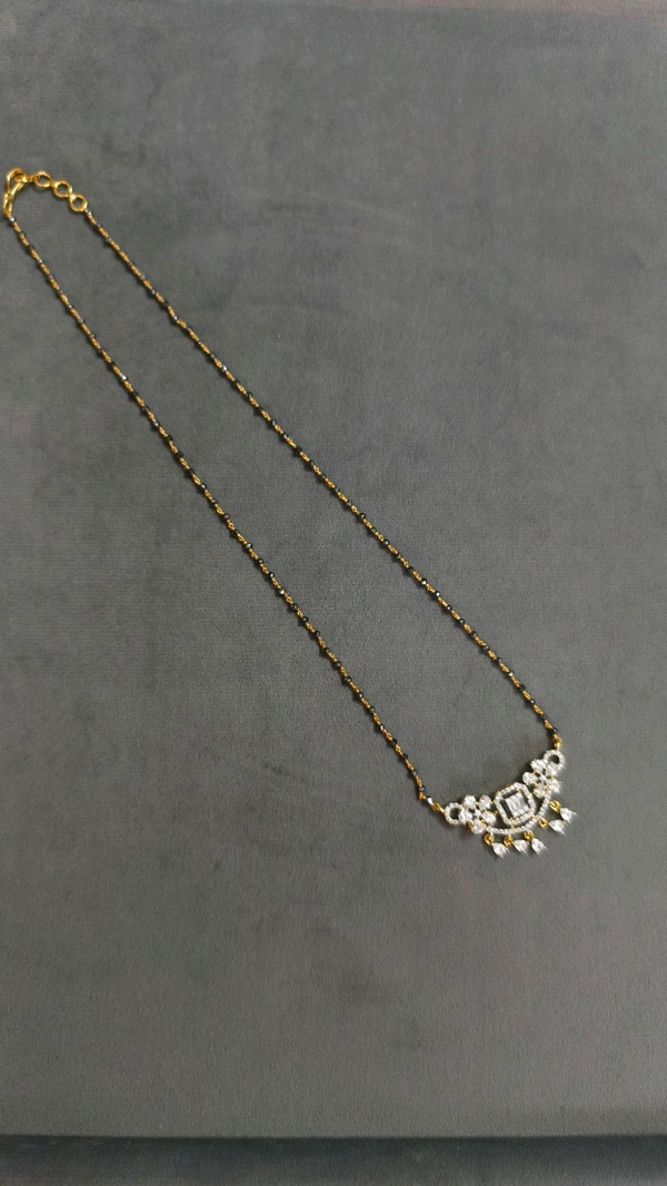 Black Diamonds With Diamond Copy Pendant - 18 Inches