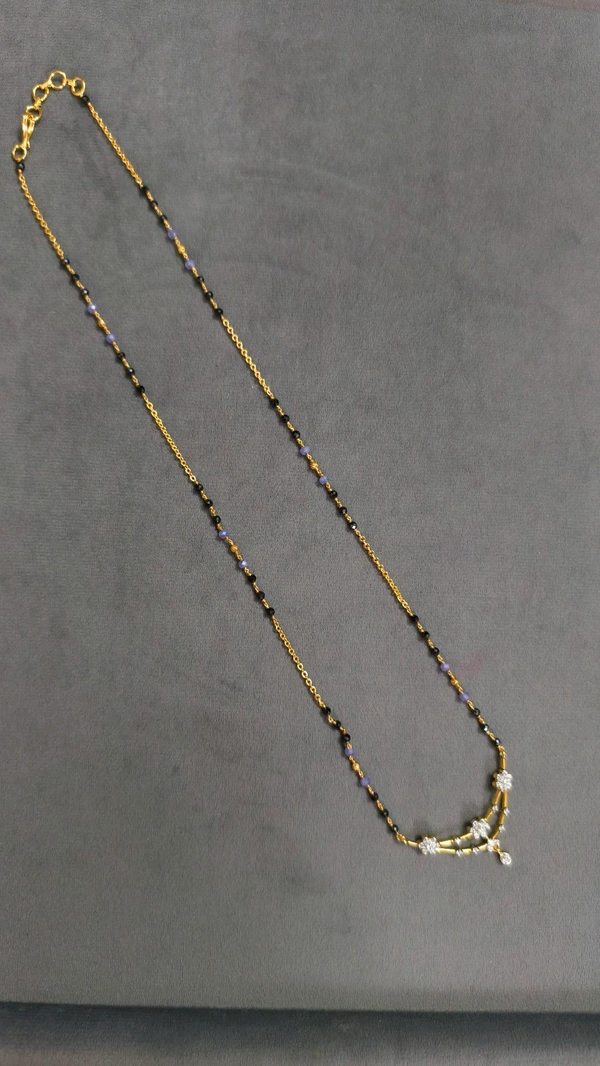 2mm Black Cz's Purple Chain With Diamond Replica Pendant  - 21 Inches