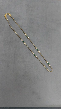 Black Diamonds With Real Pearls And Manulu,Single Line - 16 Inches