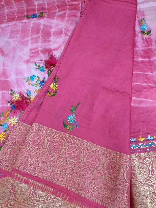 Soft Dola With Hand Work  - White 1