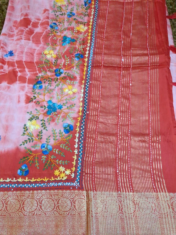 Soft Dola With Hand Work  - White 5