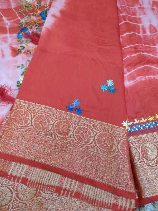 Soft Dola With Hand Work  - White 5