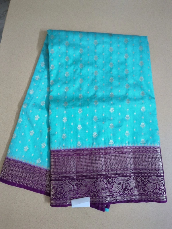 Soft Chiniya Pattu  - sky blue