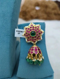 Jadau Kundan Junkas - vz, pink and green