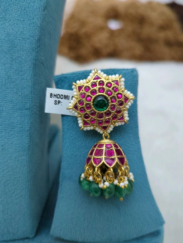 Jadau Kundan Junkas - vz, pink and green