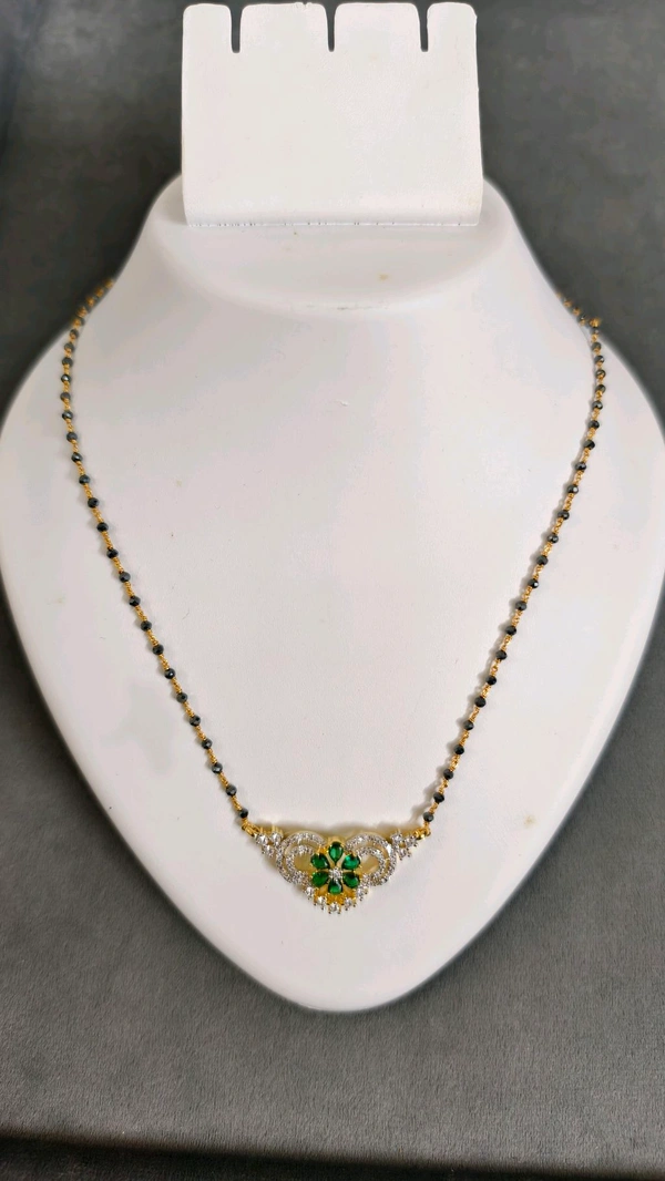 Black Diamonds With Diamond Replica Pendant  - Green, 17 Inches