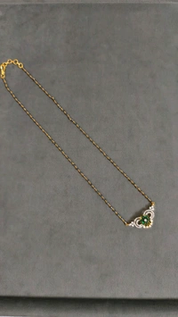 Black Diamonds With Diamond Replica Pendant  - Green, 17 Inches