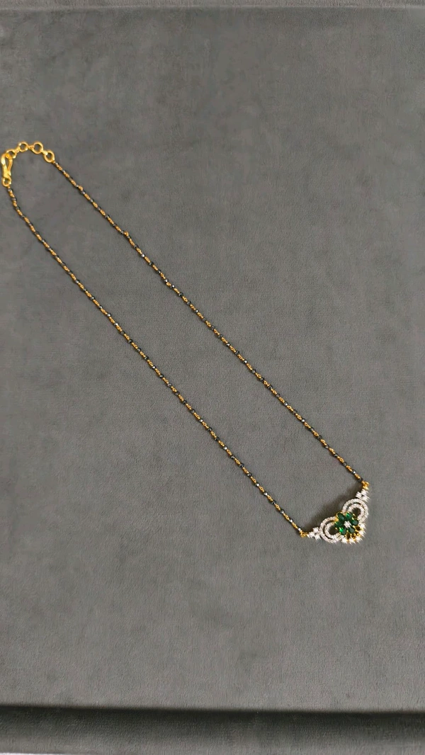 Black Diamonds With Diamond Replica Pendant  - Green, 17 Inches