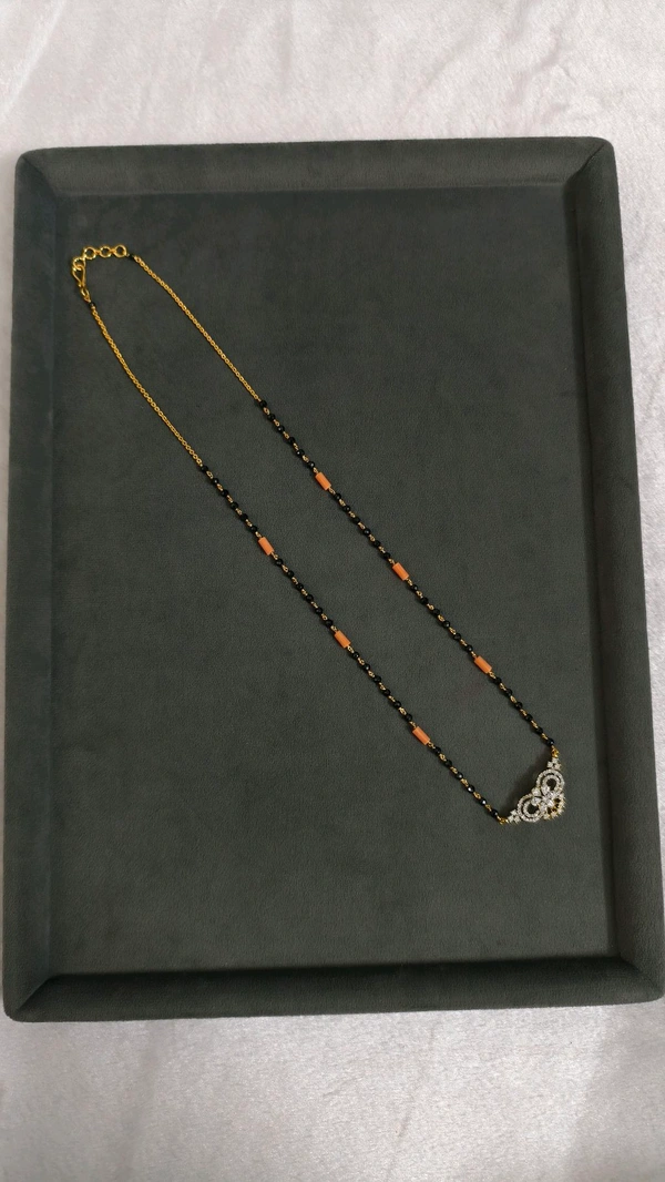 3mm Black Cz's And Corals With Diamond Copy Pendant  - White, 22 Inches