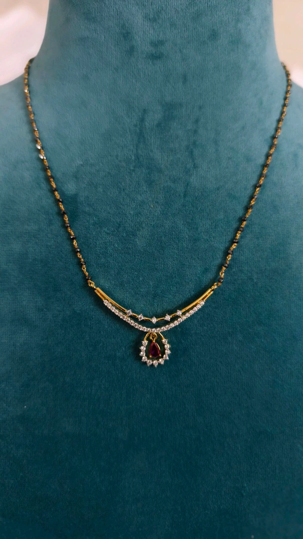 Black Diamonds With Diamond Replica Pendant  - ruby, 19 Inches