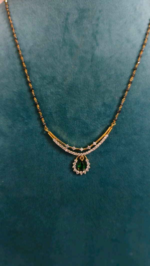 Black Diamonds With Diamond Replica Pendant  - Green