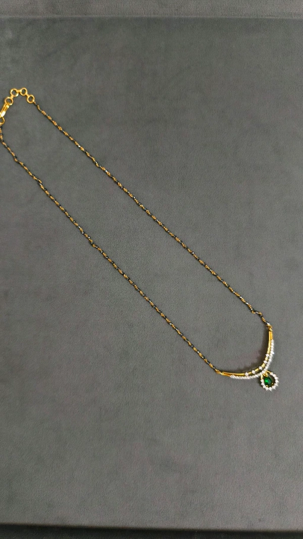 Black Diamonds With Diamond Replica Pendant  - Green