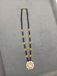 Black Beads With Mossanite Pendant