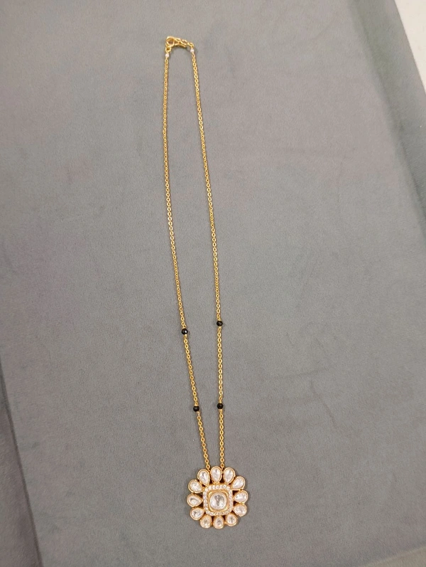 Black Beads With Mossanite Pendant