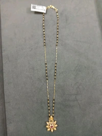 Black Beads With Flower Pendant 