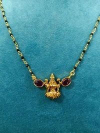 Black Beads Laxmi Pendant  - Red