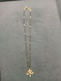 Black Beads With Kundan Pendant 